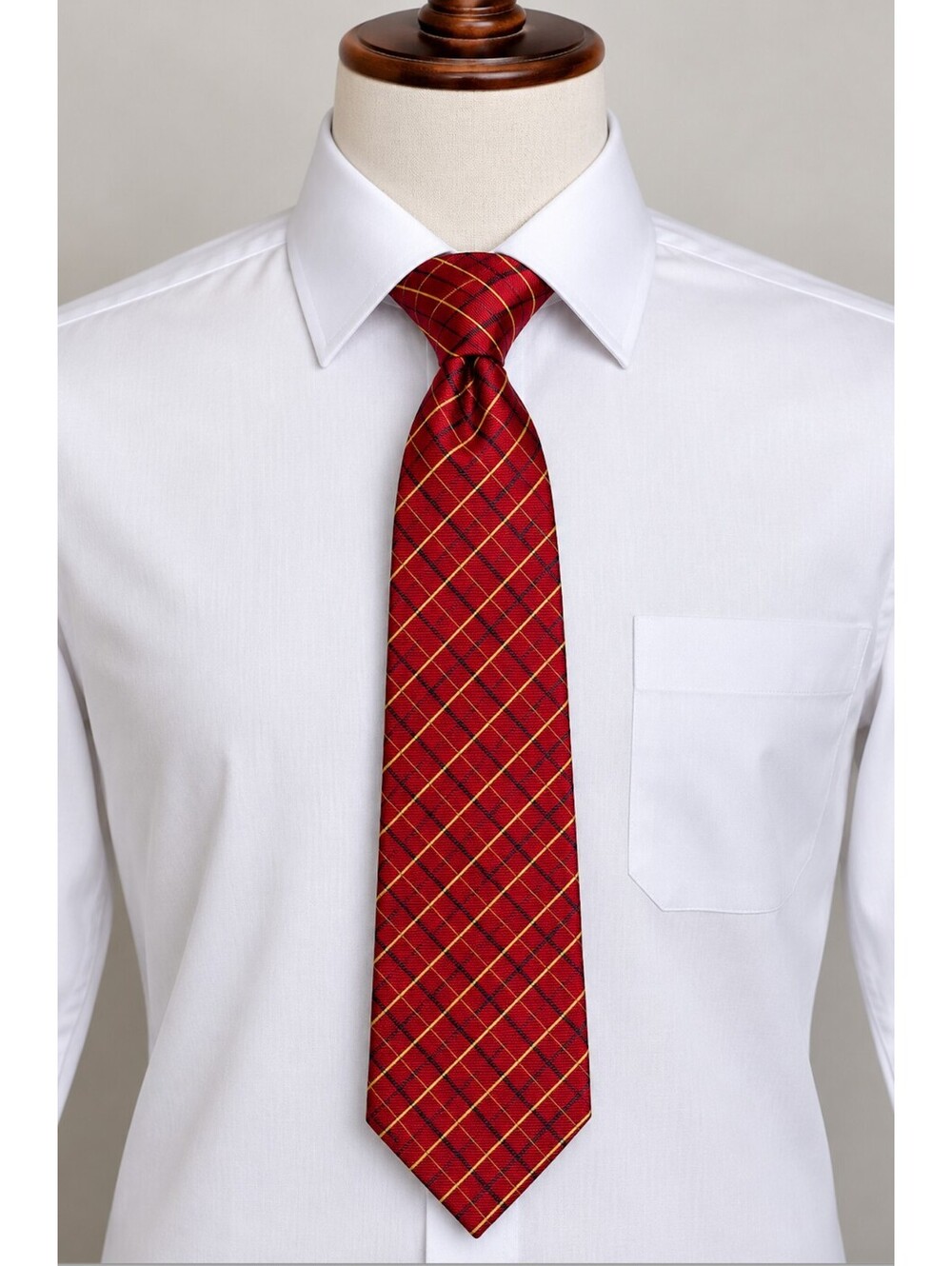 Sartori Made in Italy Silk Red Plaid Necktie Men’s Tie 60"